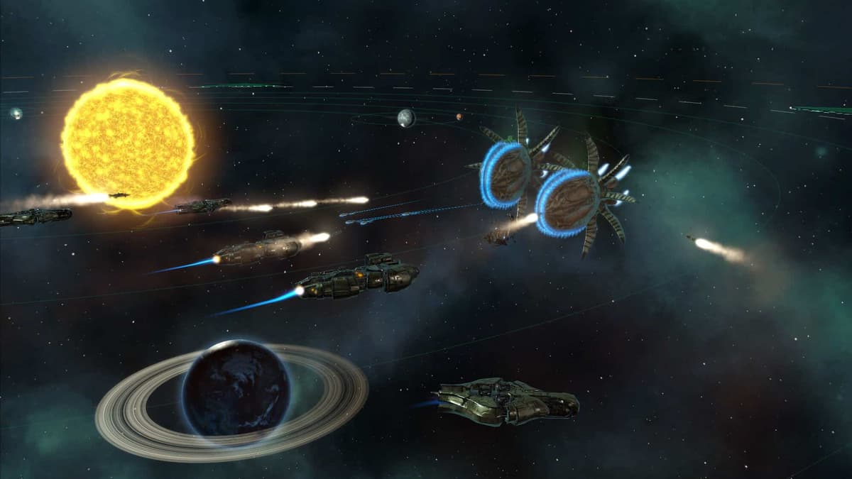 Stellaris ships in space