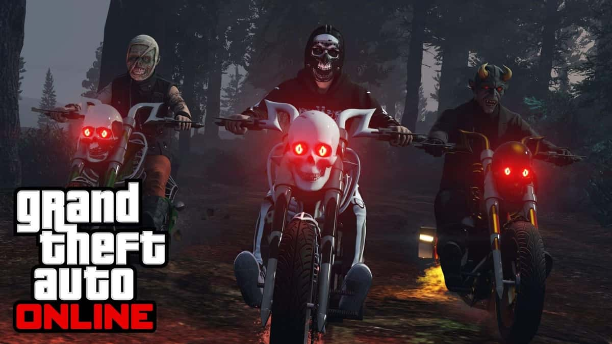 GTA Online chartacters riding halloween bikes