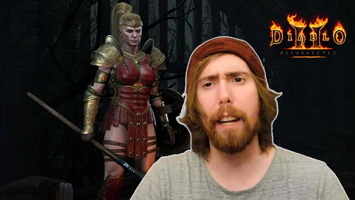 Asmongold with Diablo 2 Amazon in background