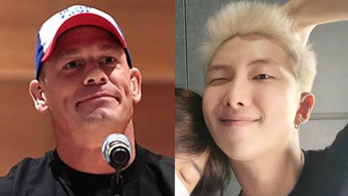 Image of John Cena next to image of BTS's RM