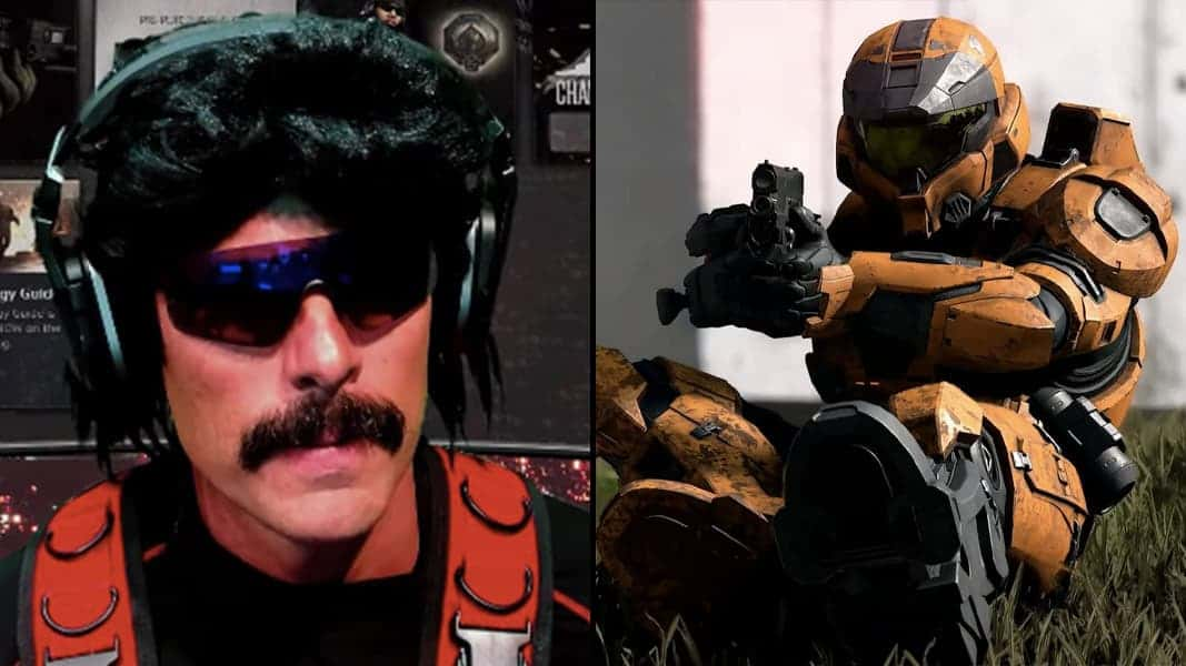 Dr Disrespect alongside Halo spartan