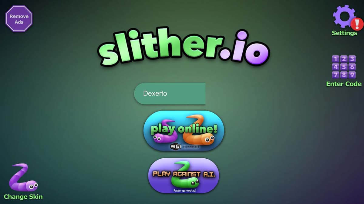 slither.io android start screen