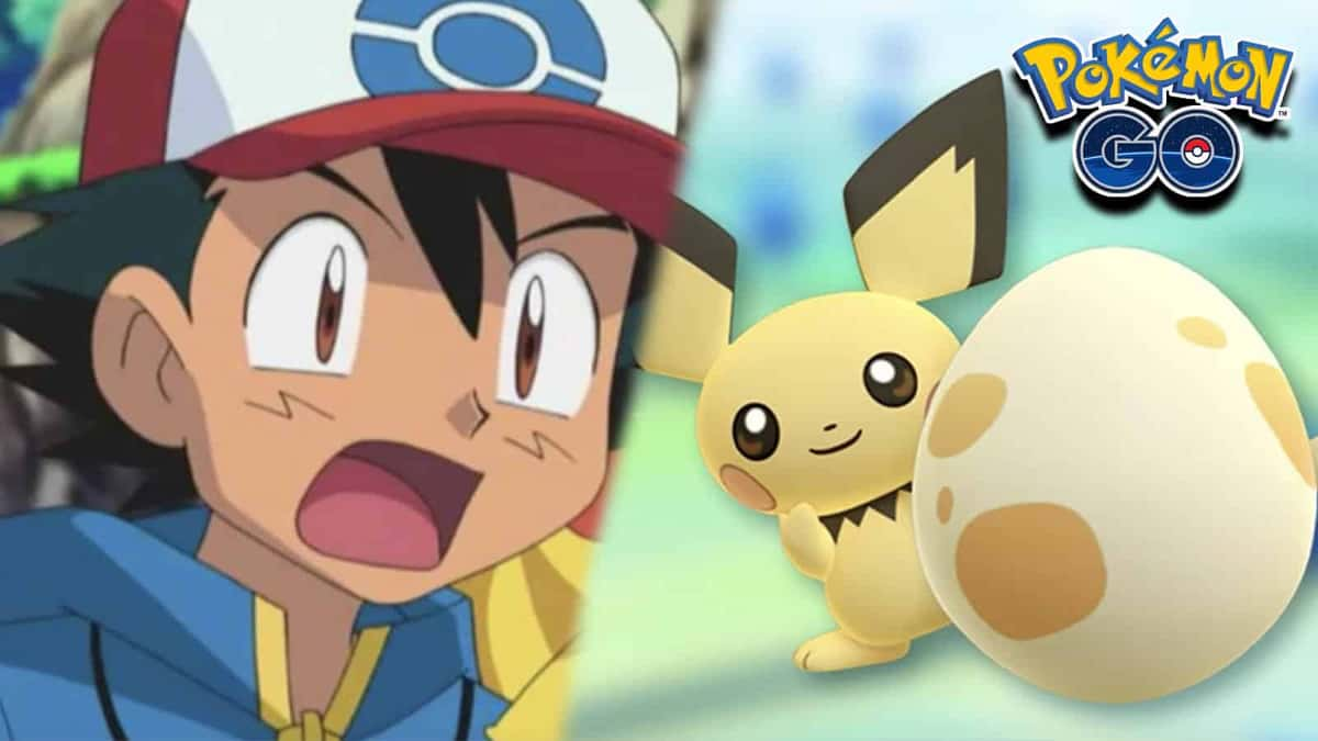 Pokemon Ash Ketchum next to Pokemon Go Egg.