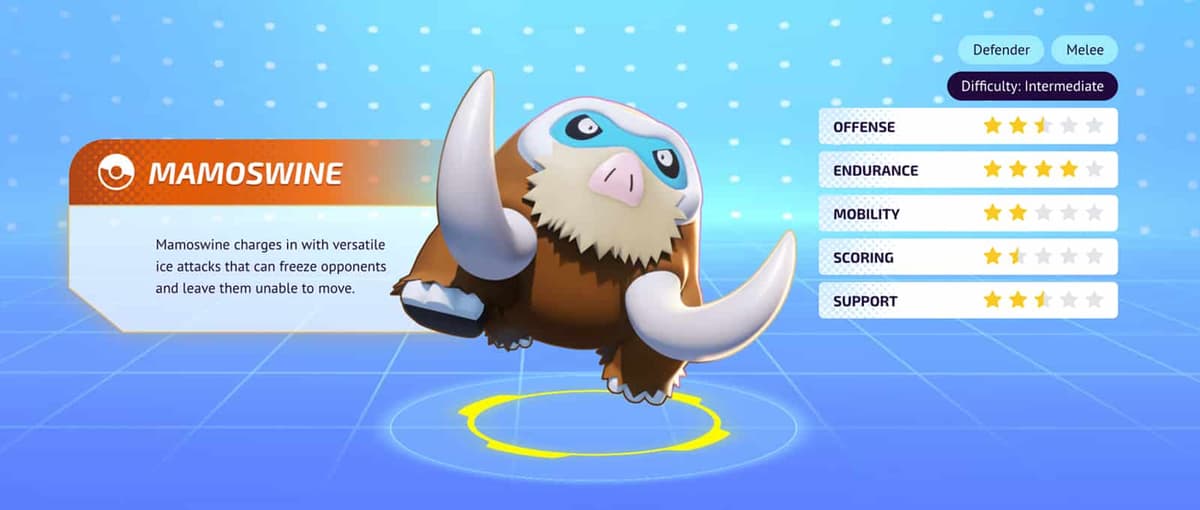 Pokemon Unite Mamoswine stats