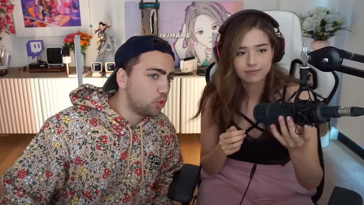 Twitch streamers Pokimane and Mizkif during podcast