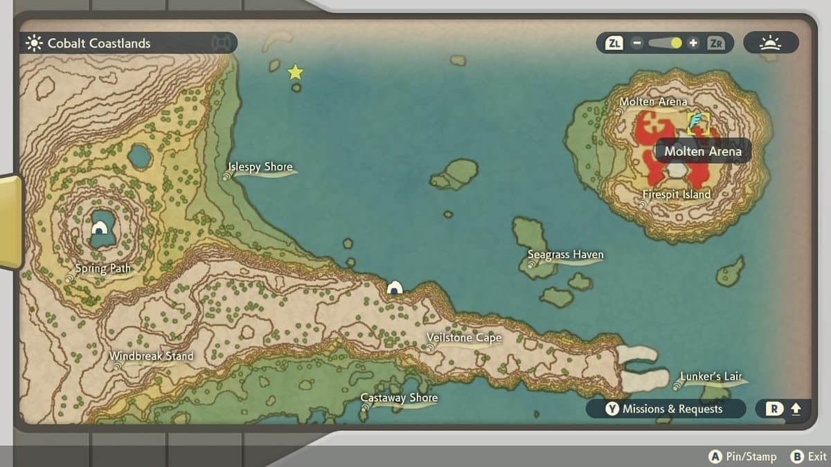 Pokemon Legends Arceus Frenzied Noble Arcanine map location screenshot.