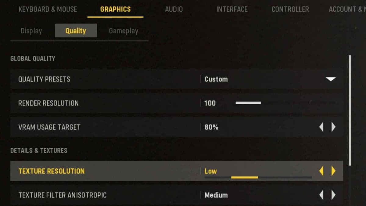 CoD Vanguard PC settings