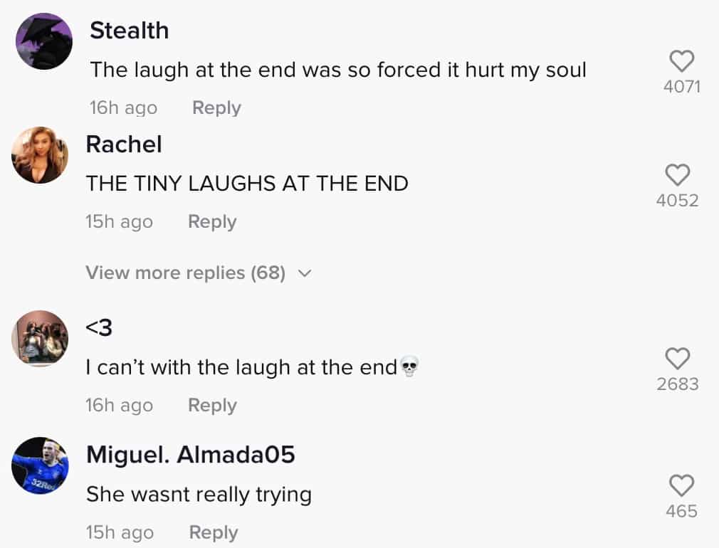 Comments on an Addison Rae TikTok