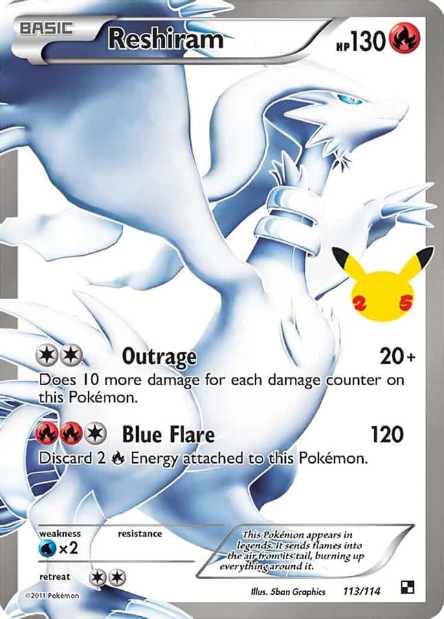 Pokemon Celebrations Reshiram Card