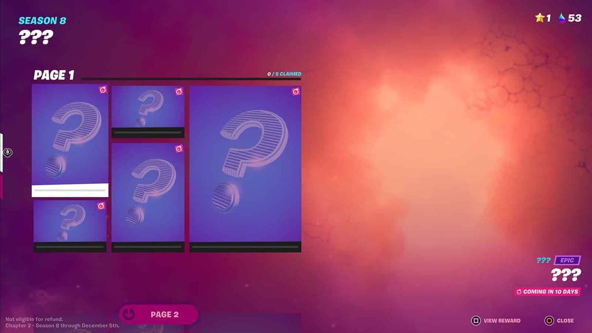 The Secret Skin menu in Fortnite Season 8