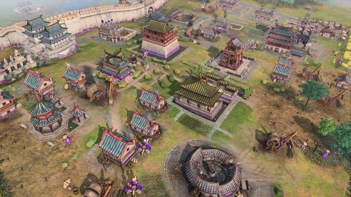 Age of Empires IV screenshot showing a settlement