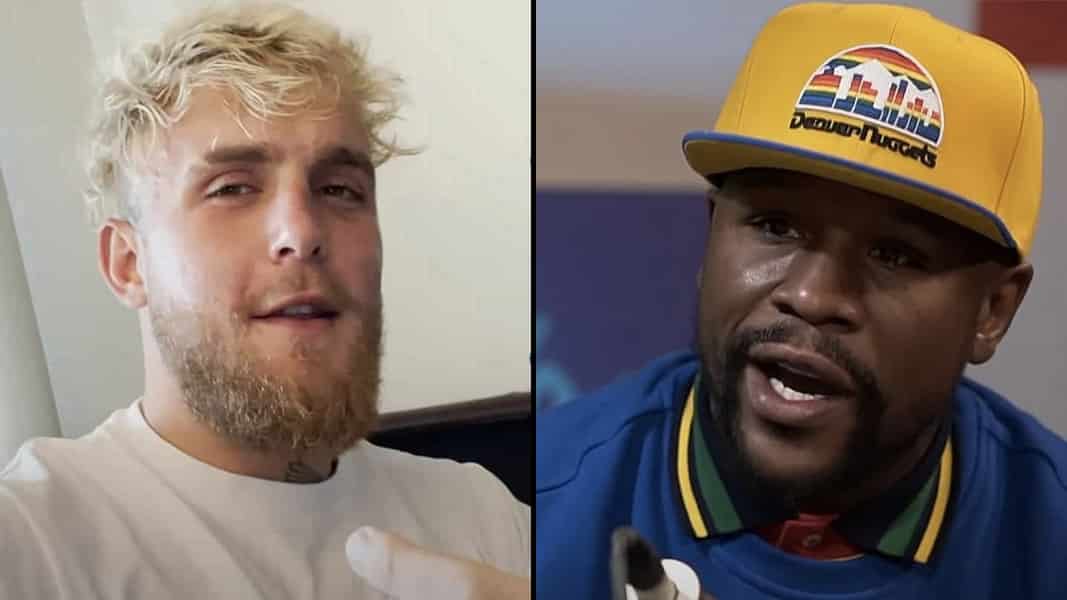 Jake Paul and Floyd Mayweather talking to camera