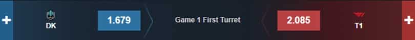 First Turret odds for DK v T1