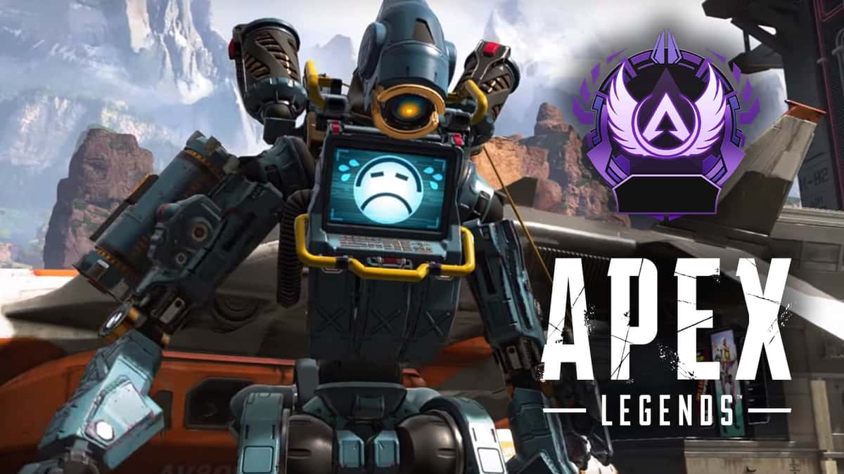 Sad Pathfinder in Apex Legends with Master ranked icon