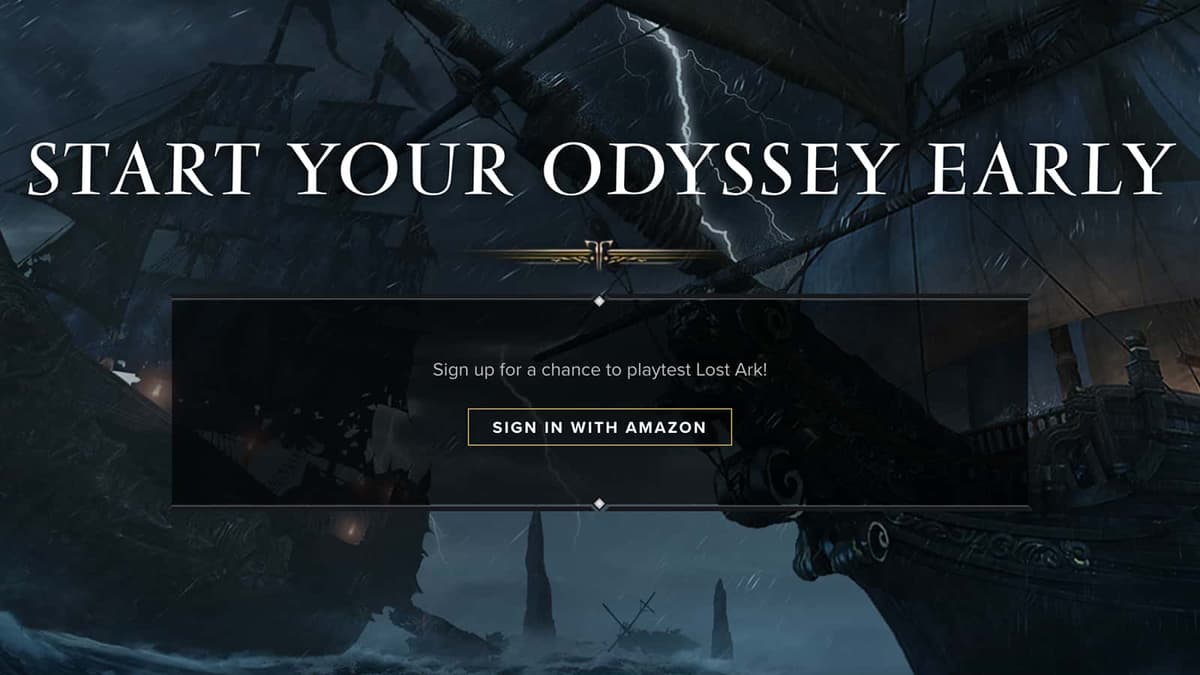 The sign-up screen for the Lost Ark closed beta