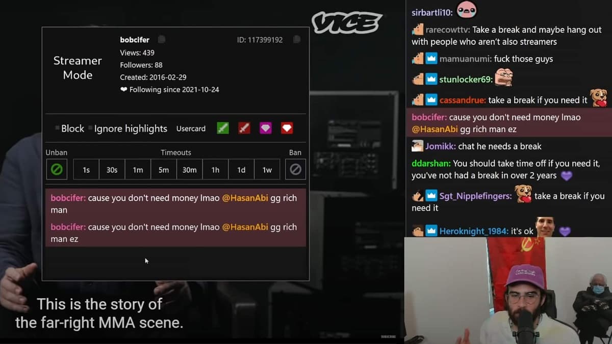 Twitch streamer Hasan reacts to hateful message in front of viewers