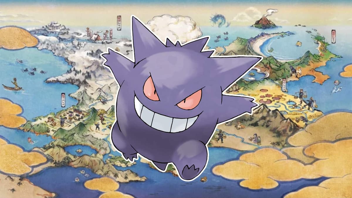 Gengar on the Pokemon Legends Arceus Hisuian map