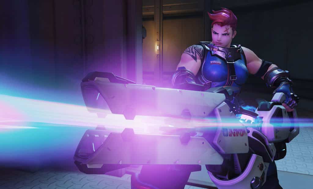 Overwatch Zarya firing particle cannon