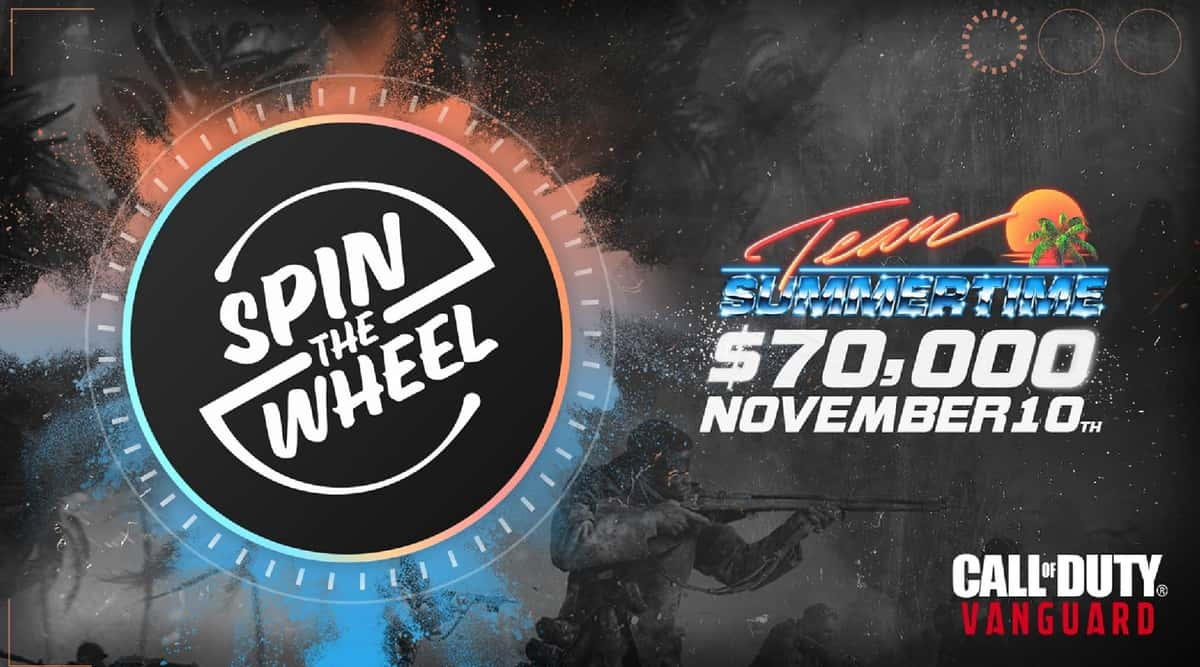 Graphic promoting Team Summertime's $70K Spin The Wheel CoD Vanguard event