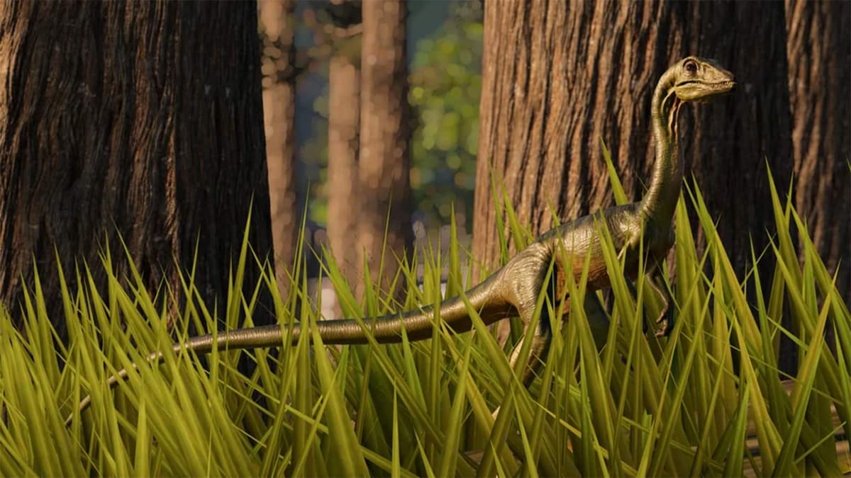 A Compsognathus in Jurassic World Evolution 2