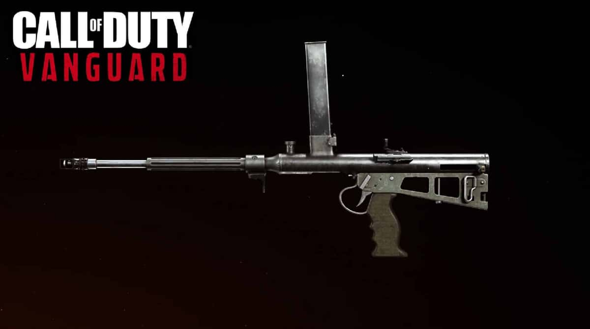 A screenshot of the Owen Gun in CoD Vanguard