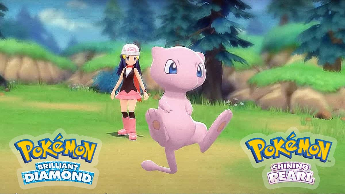 screenshot of mew in pokemon brilliant diamond and shining pearl