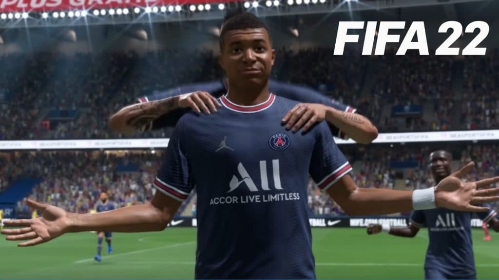 Kylian Mbappe celebrating in FIFA 22