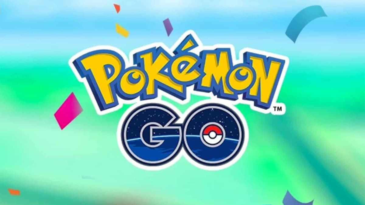 Confetti falling around the Pokemon Go logo