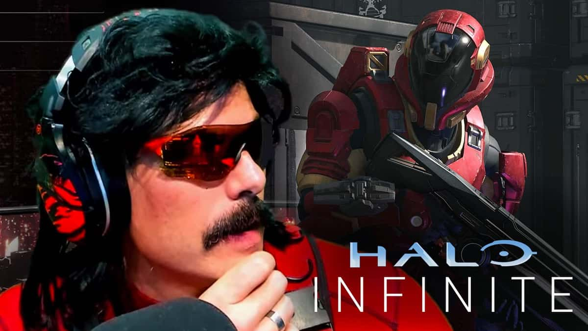 Dr Disrespect next to Halo Infinite spartan.