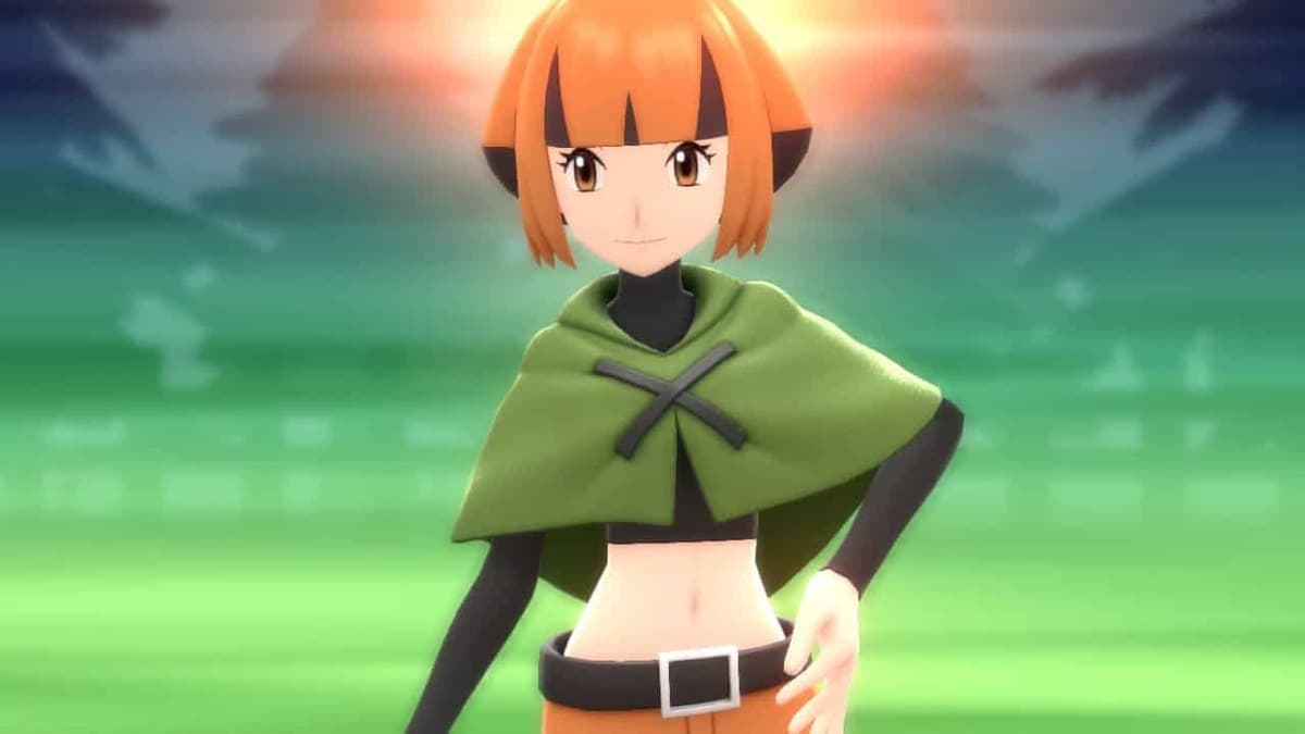 Pokemon Brilliant Diamond & Shining Pearl Gym Leader Gardenia cinematic screenshot.