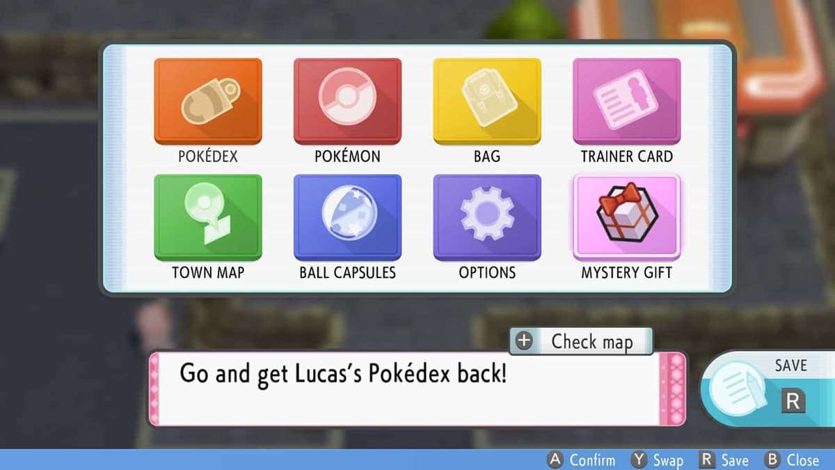 screenshot of mystery gift menu in pokemon brilliant diamond shining pearl