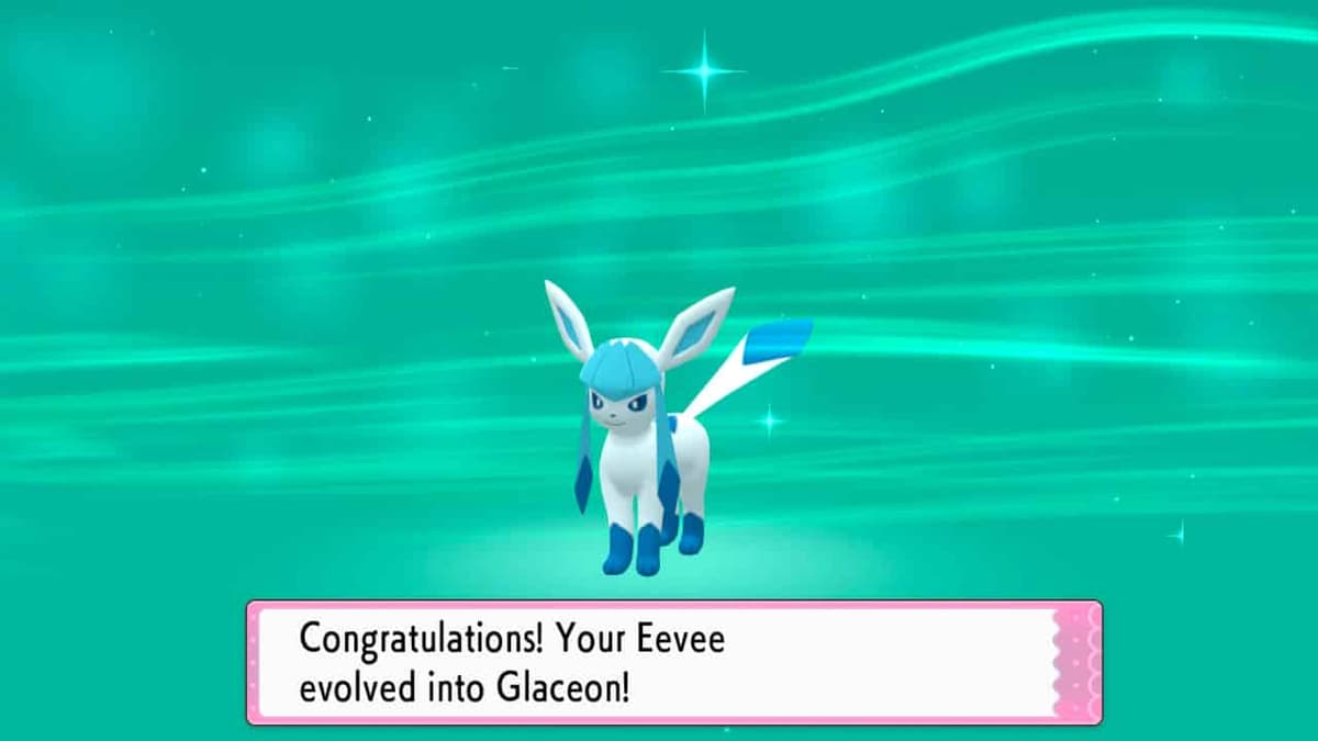 glaceon evolving in pokemon bdsp