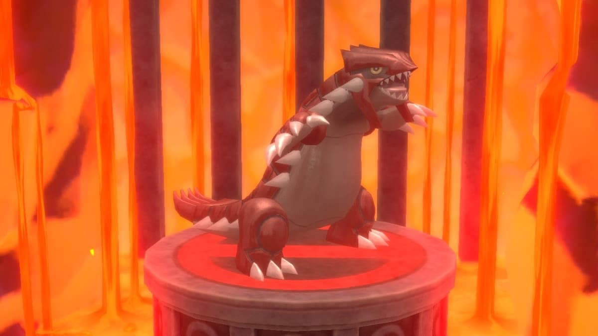 Pokemon Brilliant Diamond & Shining Pearl Tectonic Room featuring Groudon screenshot