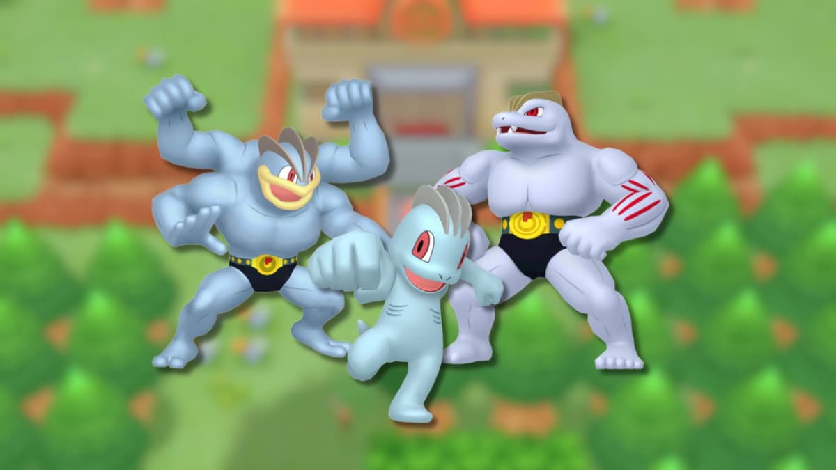 Machop, Machoke, and Machamp from Pokemon BDSP.