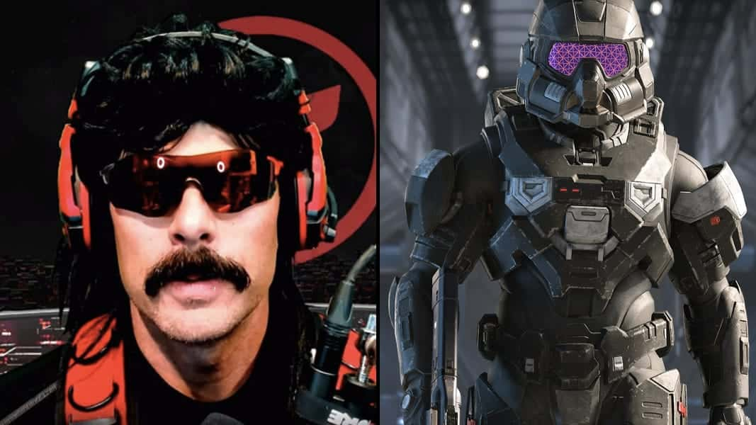 Dr Disrespect alongside Halo Spartan