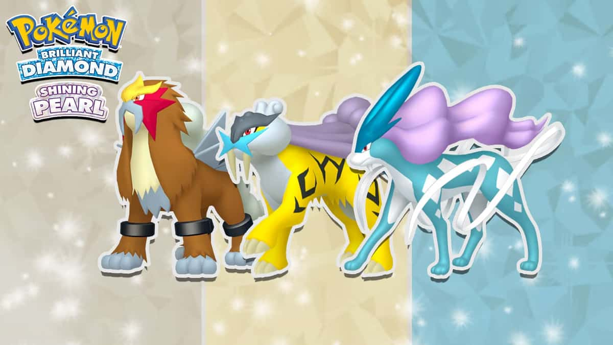 entei, raikou and suicune in pokemon bdsp