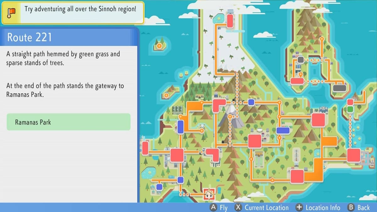 Pokemon Brilliant Diamond & Shining Pearl Map location Ramanas Park