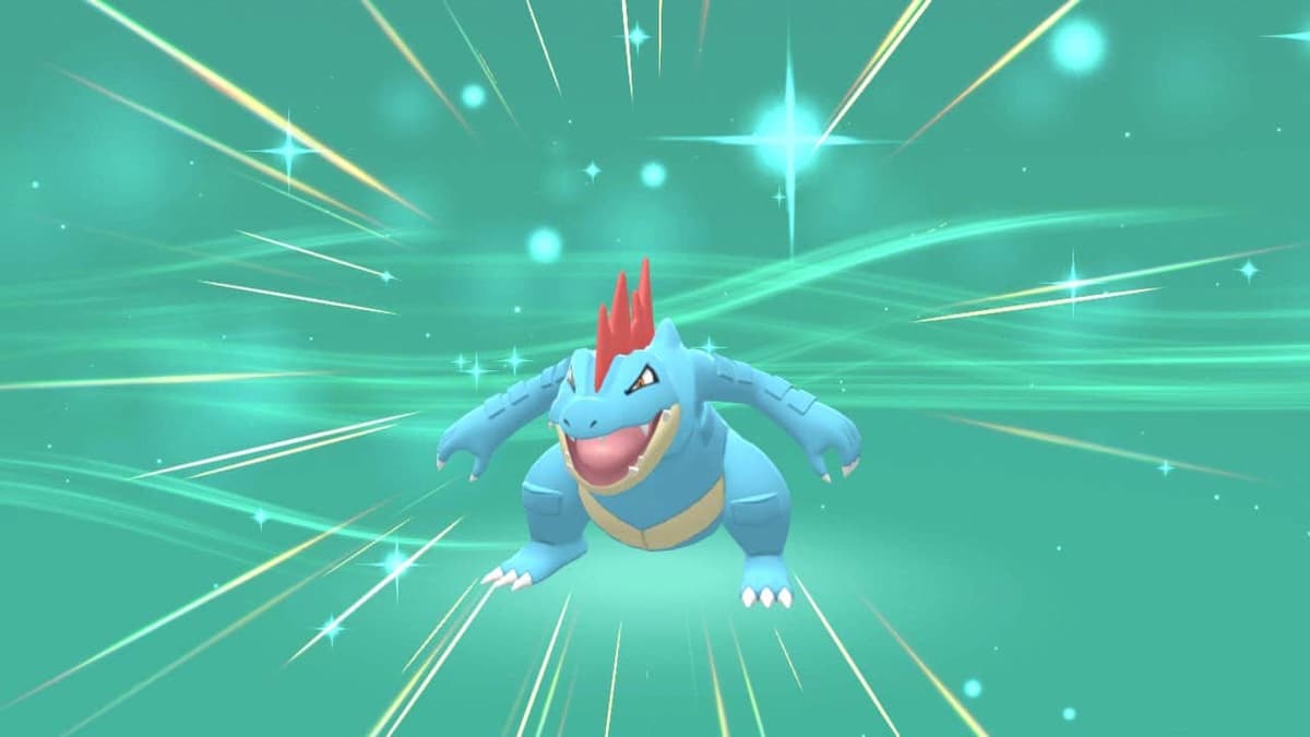 Pokemon Brilliant Diamond & Shining Pearl Feraligatr evolving screenshot