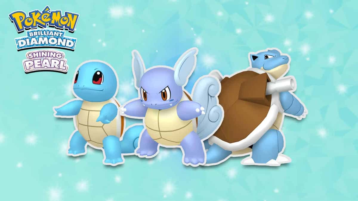 squirtle, wartortle, blastoise in pokemon bdsp