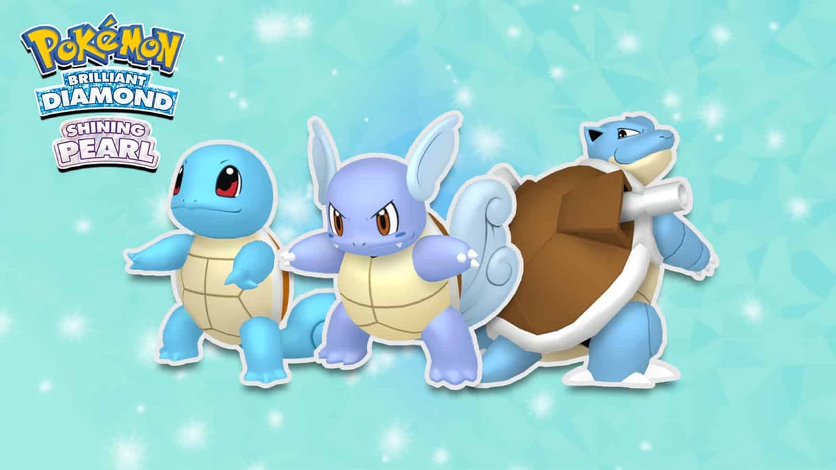 squirtle, wartortle, blastoise in pokemon bdsp