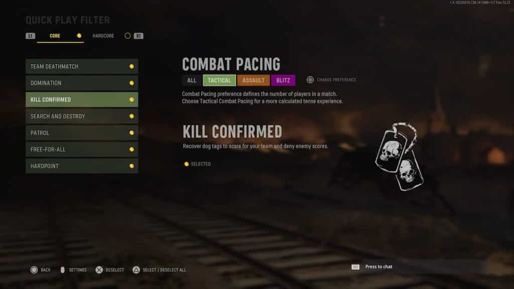 Pacing options in CoD Vanguard