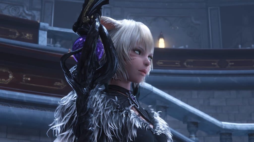 ffxiv y'shtola rhul cat girl in black endwalker armor