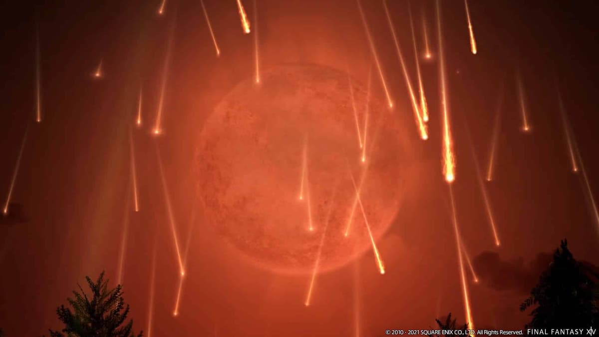 ffxiv endwalker moon with fire raining from sky