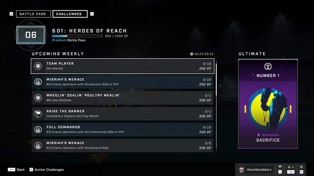 Halo Infinite Battle Bass Progression Daily Weekly Challenges InGame Screen