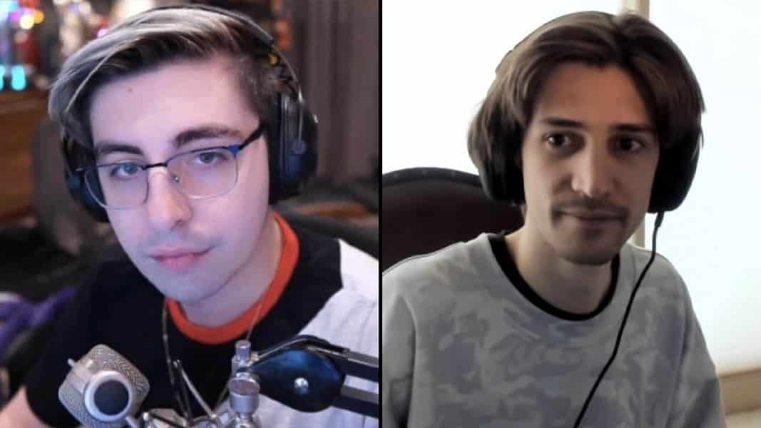 Shroud and xQc posing on stream