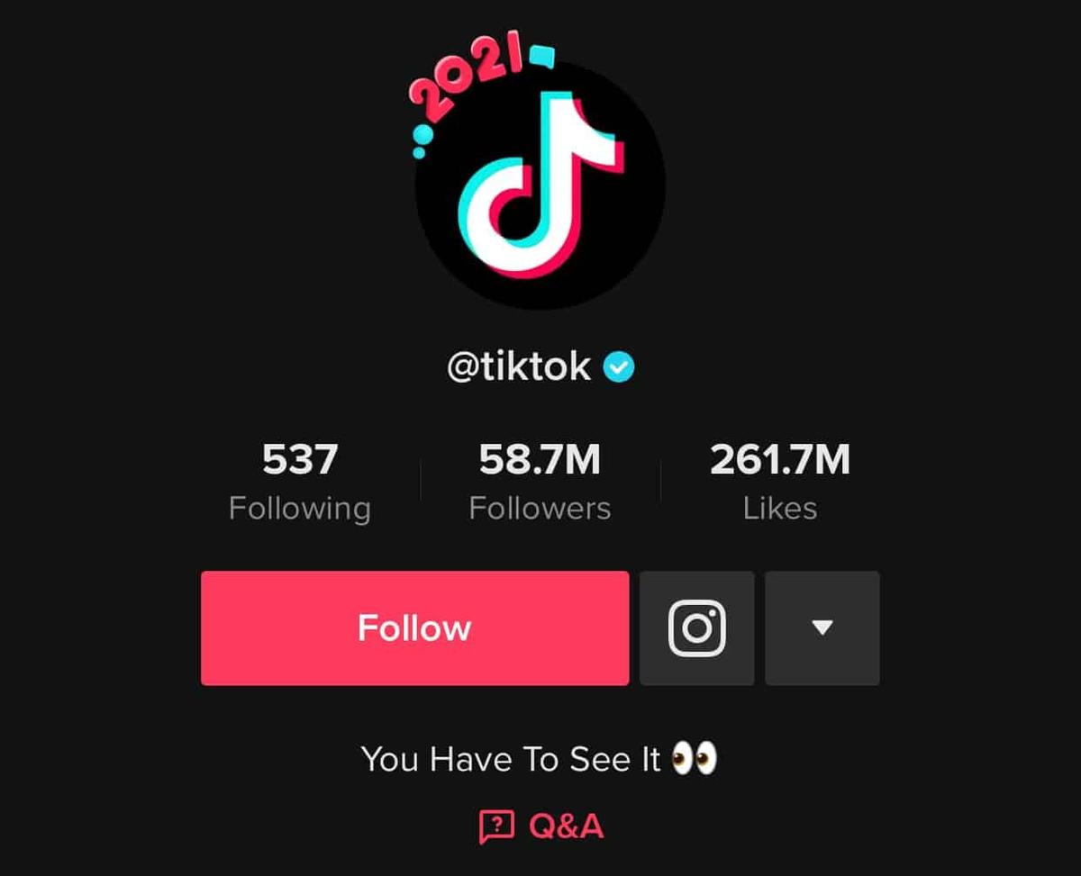 TikTok 2021 badge on a profile picture