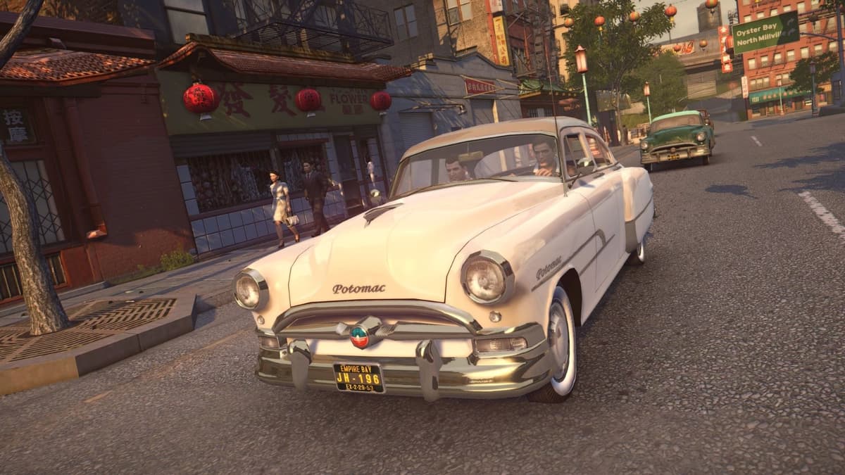 car driving down the street in mafia 2