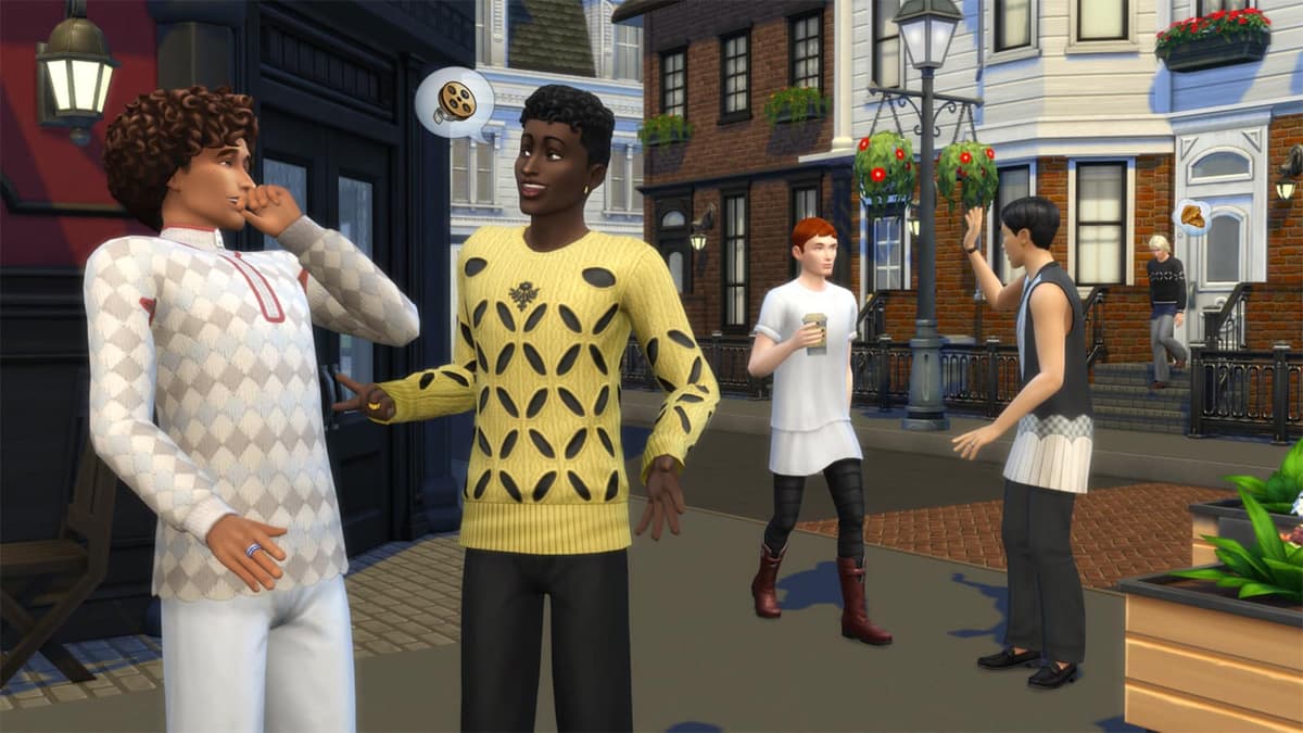 Non-binary characters in The Sims 4 wearing gender-neutral clothing