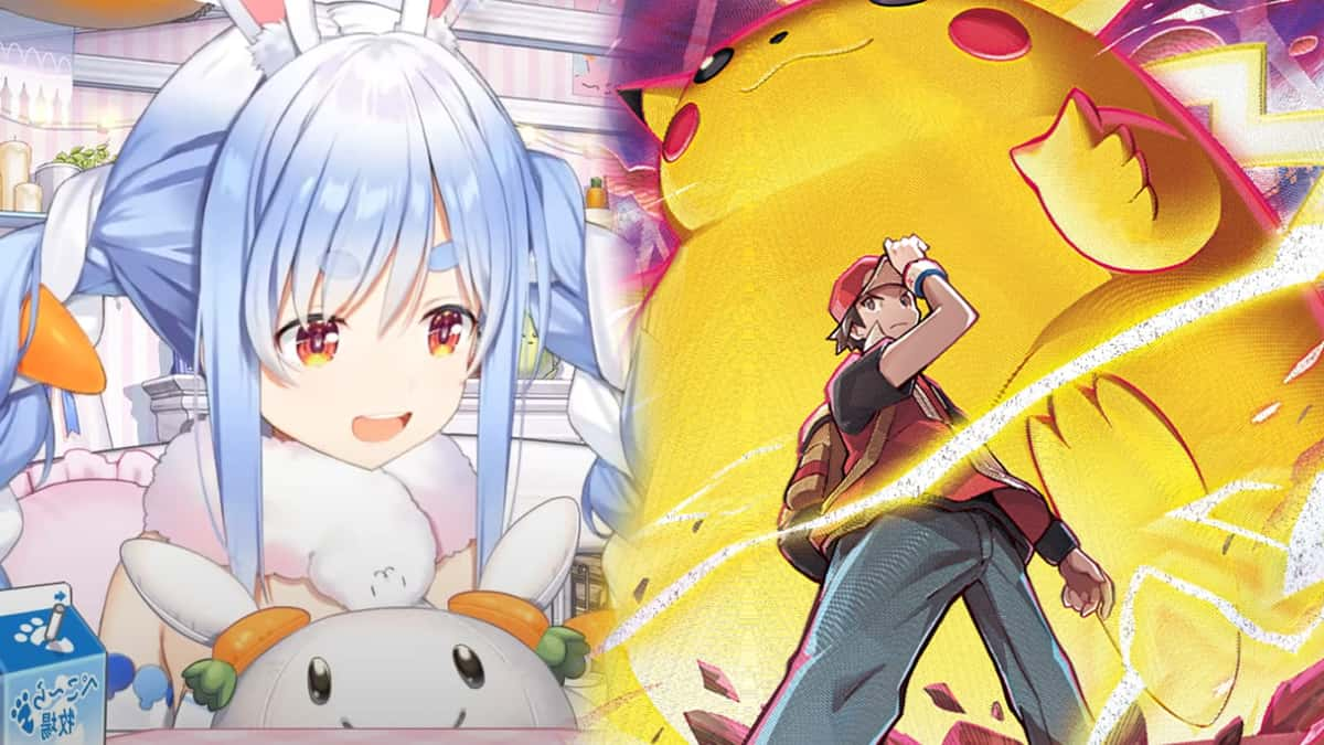 VTuber Usada Pekora next to Pokemon Card