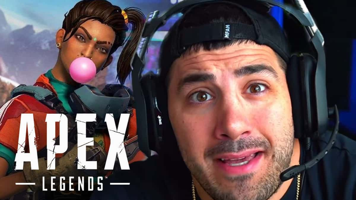 Nickmercs next to Apex Legends Rampart character.